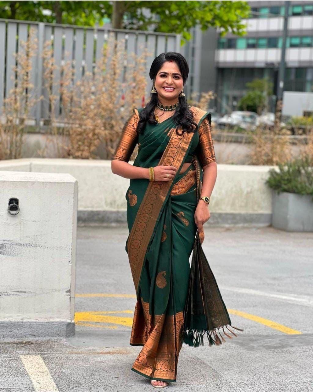 Seraglio Green Soft Silk Saree With Gorgeous Blouse Piece - Colorful Saree