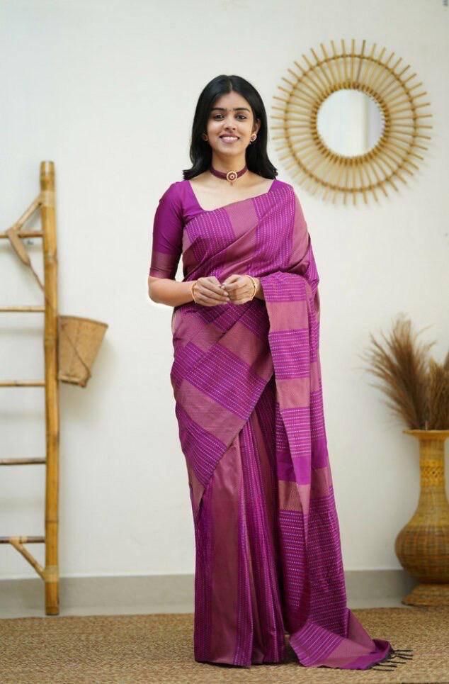 Fairytale Magenta Soft Silk Saree With Supernal Blouse Piece - Colorful Saree