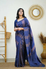 Desuetude Navy Blue Soft Silk Saree With Staggering Blouse Piece - Colorful Saree