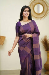 Evocative Purple Soft Silk Saree With Moiety Blouse Piece - Colorful Saree