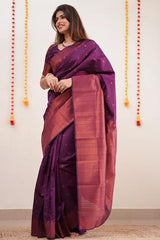 Imaginative Purple Soft Silk Saree With Comely Blouse Piece - Colorful Saree