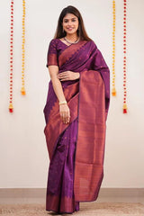 Imaginative Purple Soft Silk Saree With Comely Blouse Piece - Colorful Saree