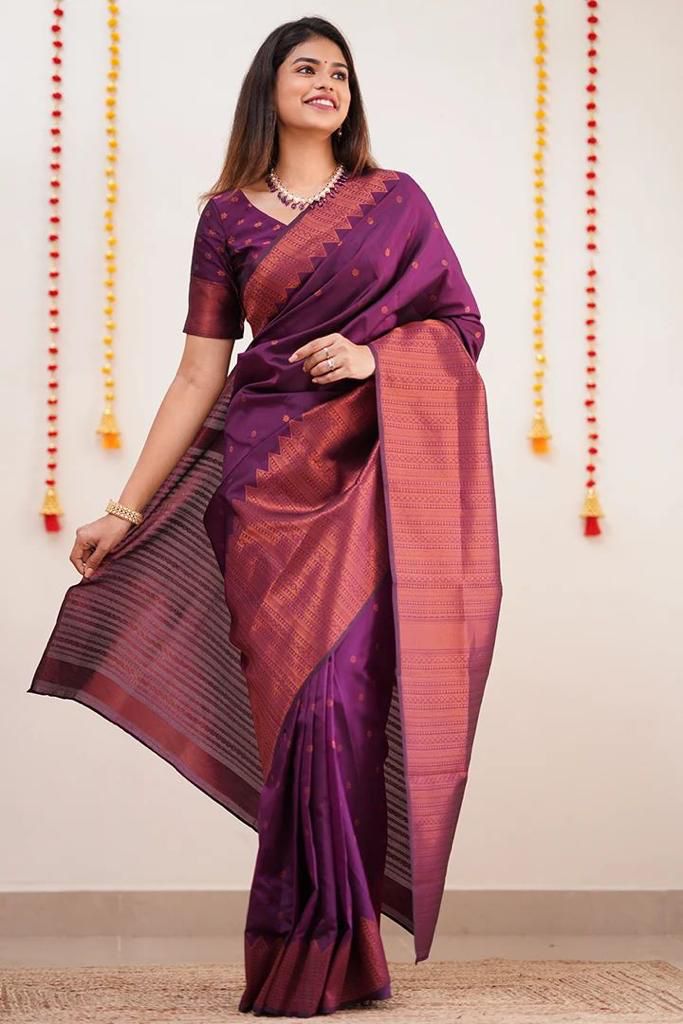Imaginative Purple Soft Silk Saree With Comely Blouse Piece - Colorful Saree