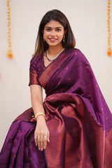 Imaginative Purple Soft Silk Saree With Comely Blouse Piece - Colorful Saree