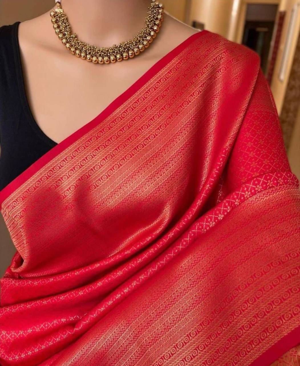 Demanding Red Soft Silk Saree With Wonderful Blouse Piece - Colorful Saree