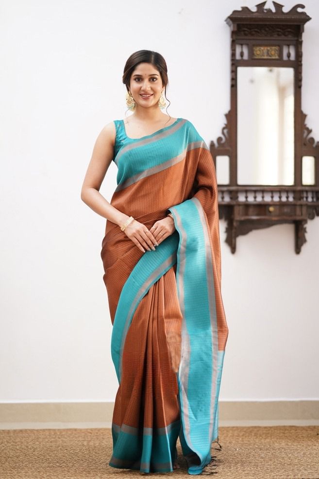Ravishing Brown Soft Silk Saree With Opulent Blouse Piece - Colorful Saree