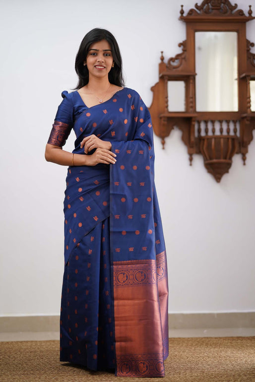 Dazzling Blue Soft Silk Saree With Unique Blouse Piece - Colorful Saree