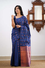 Dazzling Blue Soft Silk Saree With Unique Blouse Piece - Colorful Saree