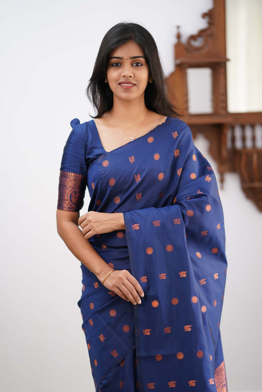 Dazzling Blue Soft Silk Saree With Unique Blouse Piece - Colorful Saree