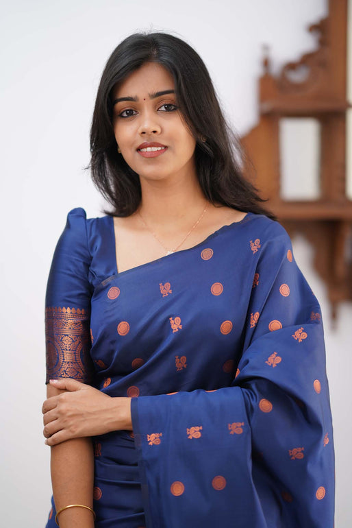 Dazzling Blue Soft Silk Saree With Unique Blouse Piece - Colorful Saree