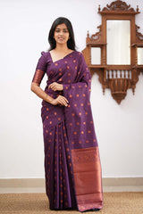 Gratifying Purple Soft Silk Saree With Outstanding Blouse Piece - Colorful Saree