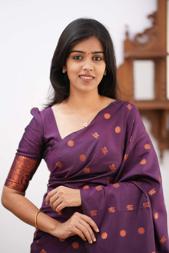 Gratifying Purple Soft Silk Saree With Outstanding Blouse Piece - Colorful Saree