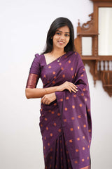 Gratifying Purple Soft Silk Saree With Outstanding Blouse Piece - Colorful Saree