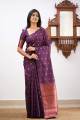 Gratifying Purple Soft Silk Saree With Outstanding Blouse Piece - Colorful Saree