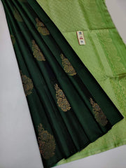 Beautiful Dark Green Soft Silk Saree With Effervescent Blouse Piece - Colorful Saree