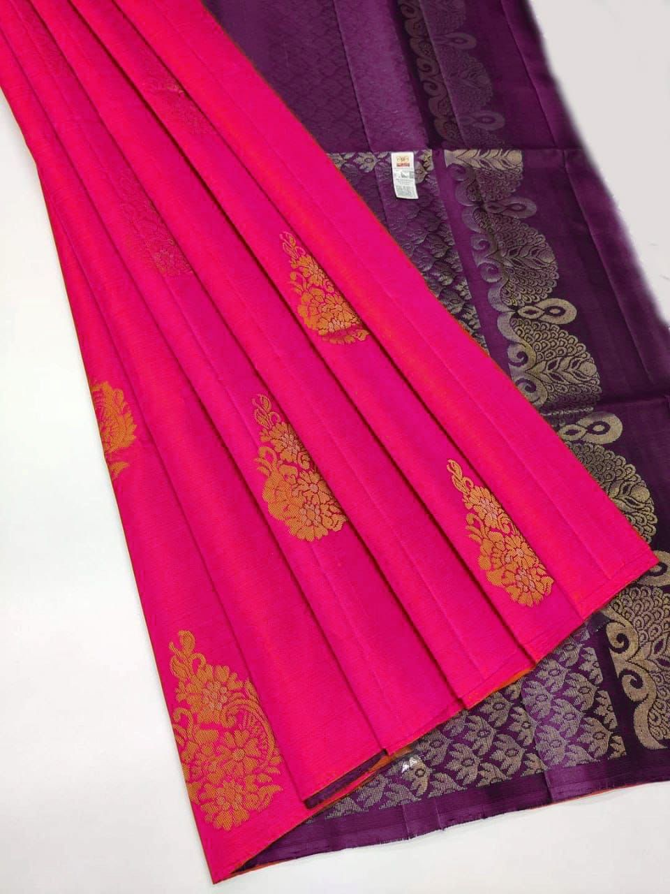 Eye-catching Dark Pink Soft Silk Saree With Mellifluous Blouse Piece - Colorful Saree