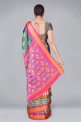 Greasy Green & Pink Patola With Digital Printed Saree - Colorful Saree