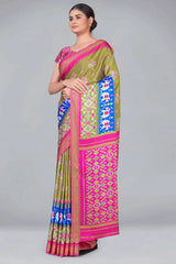 Mehndi Green Patola With Digital Printed Saree - Colorful Saree