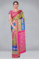 Mehndi Green Patola With Digital Printed Saree - Colorful Saree