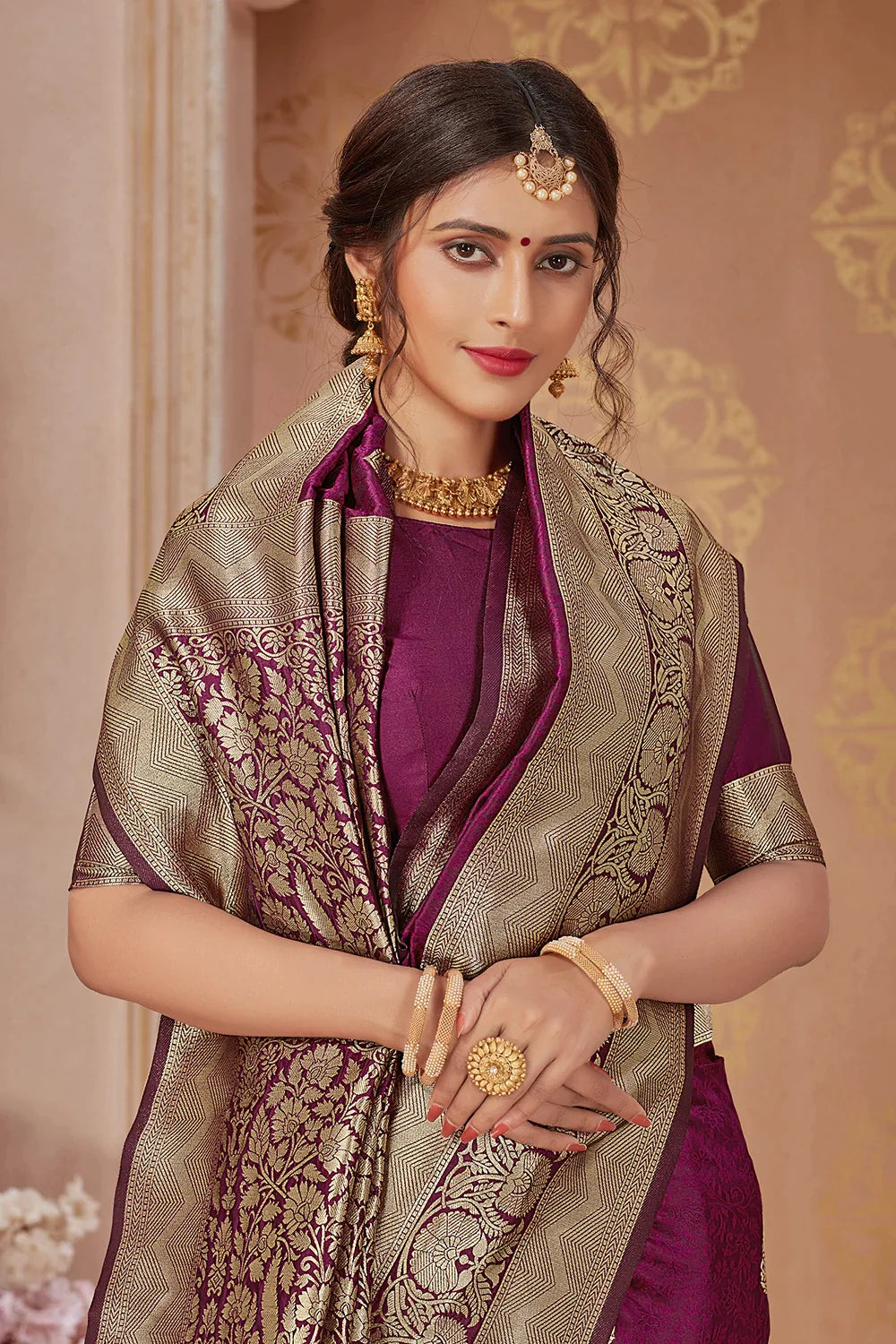 Magenta Banarasi Silk Saree With Zari Weaving Work - Colorful Saree