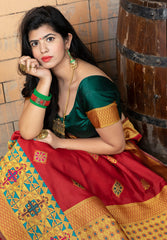 Magnetic Red Colored Festive Wear Woven Banarasi Silk Saree - Colorful Saree