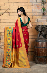 Magnetic Red Colored Festive Wear Woven Banarasi Silk Saree - Colorful Saree