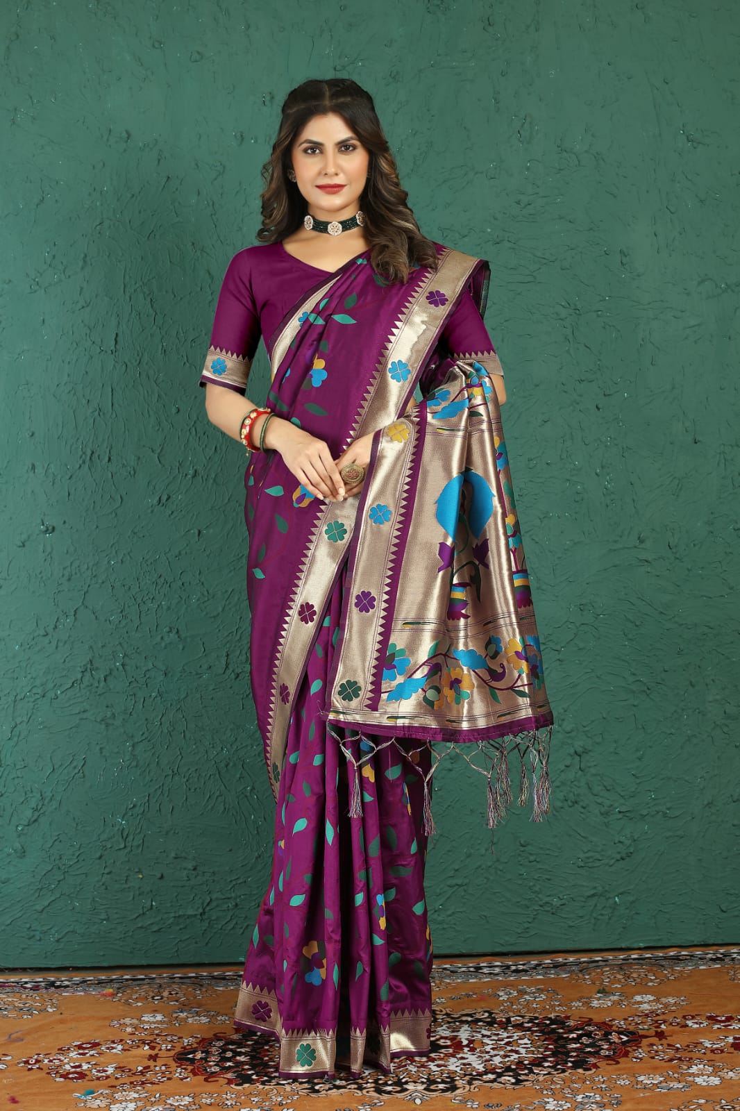 Scrumptious Wine Paithani Silk Saree With Dalliance Blouse Piece - Colorful Saree