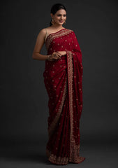 Maroon Color Art Silk Base Designer Saree With Sequins & Dori Work - Colorful Saree