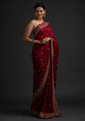 Maroon Color Art Silk Base Designer Saree With Sequins & Dori Work - Colorful Saree