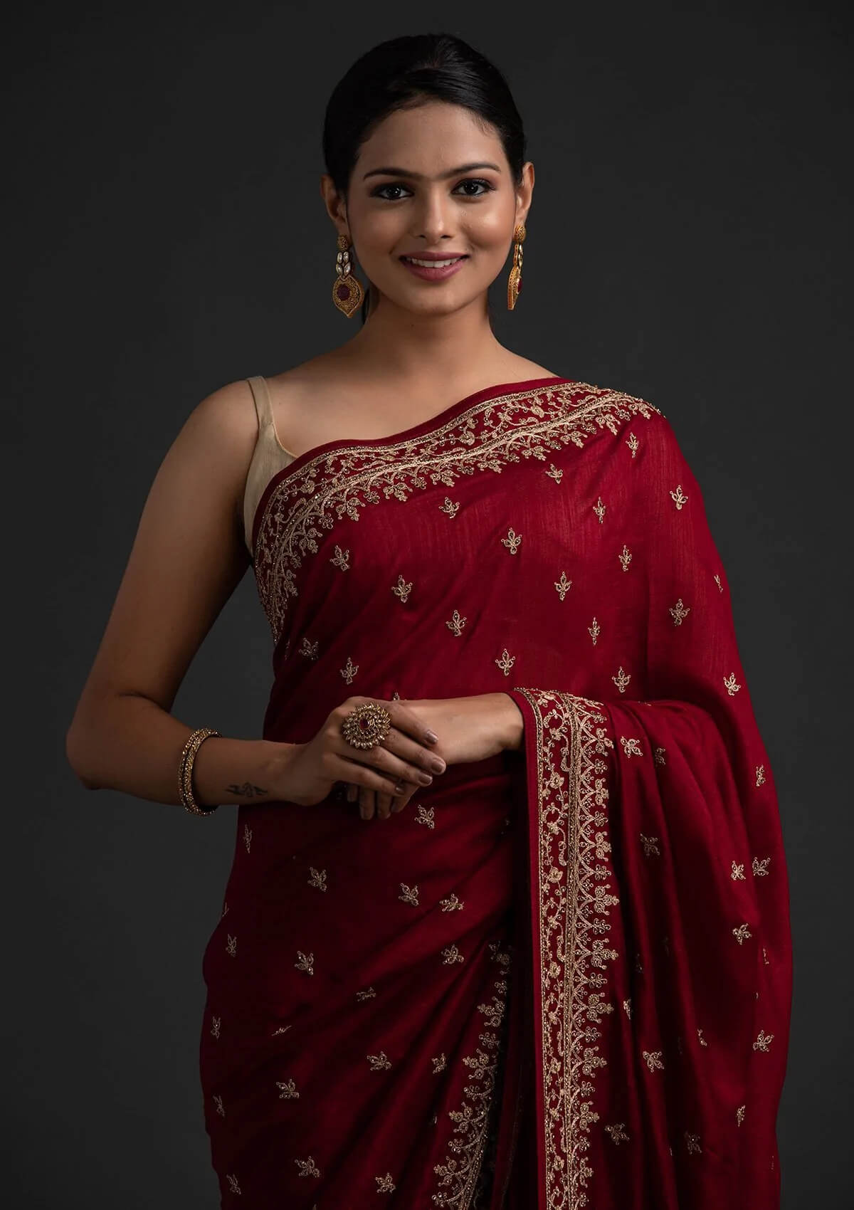 Maroon Color Art Silk Base Designer Saree With Sequins & Dori Work - Colorful Saree