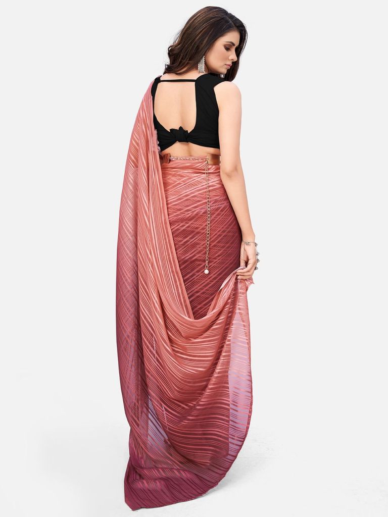 Marvellous Pink Ready to wear Saree With Belt - Colorful Saree