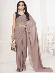 Mauve Ready to Wear One Minute Lycra Saree - Colorful Saree