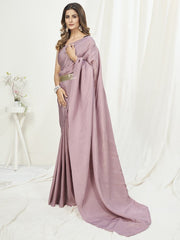 Mauve Ready to Wear One Minute Saree In Satin Silk - Colorful Saree