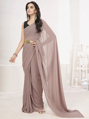 Mauve Ready to Wear One Minute Lycra Saree - Colorful Saree