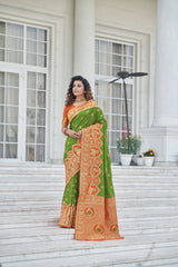 Miraculous Green Zari Weaving Banarasi Silk Wedding Wear Saree - Colorful Saree