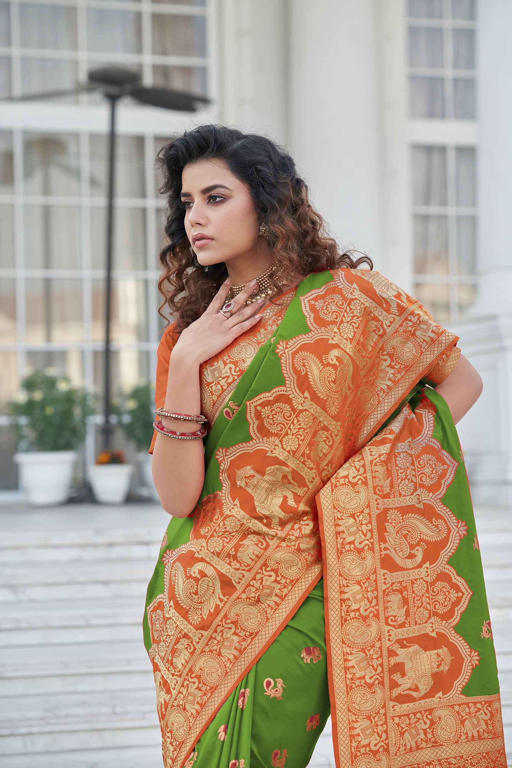 Miraculous Green Zari Weaving Banarasi Silk Wedding Wear Saree - Colorful Saree