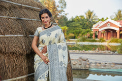 Off White Weaving Banarasi Silk Festival Wear Saree - Colorful Saree