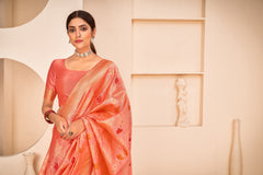 Peach Festive Wear Banarasi With Patola Woven Banarasi Silk Saree - Colorful Saree