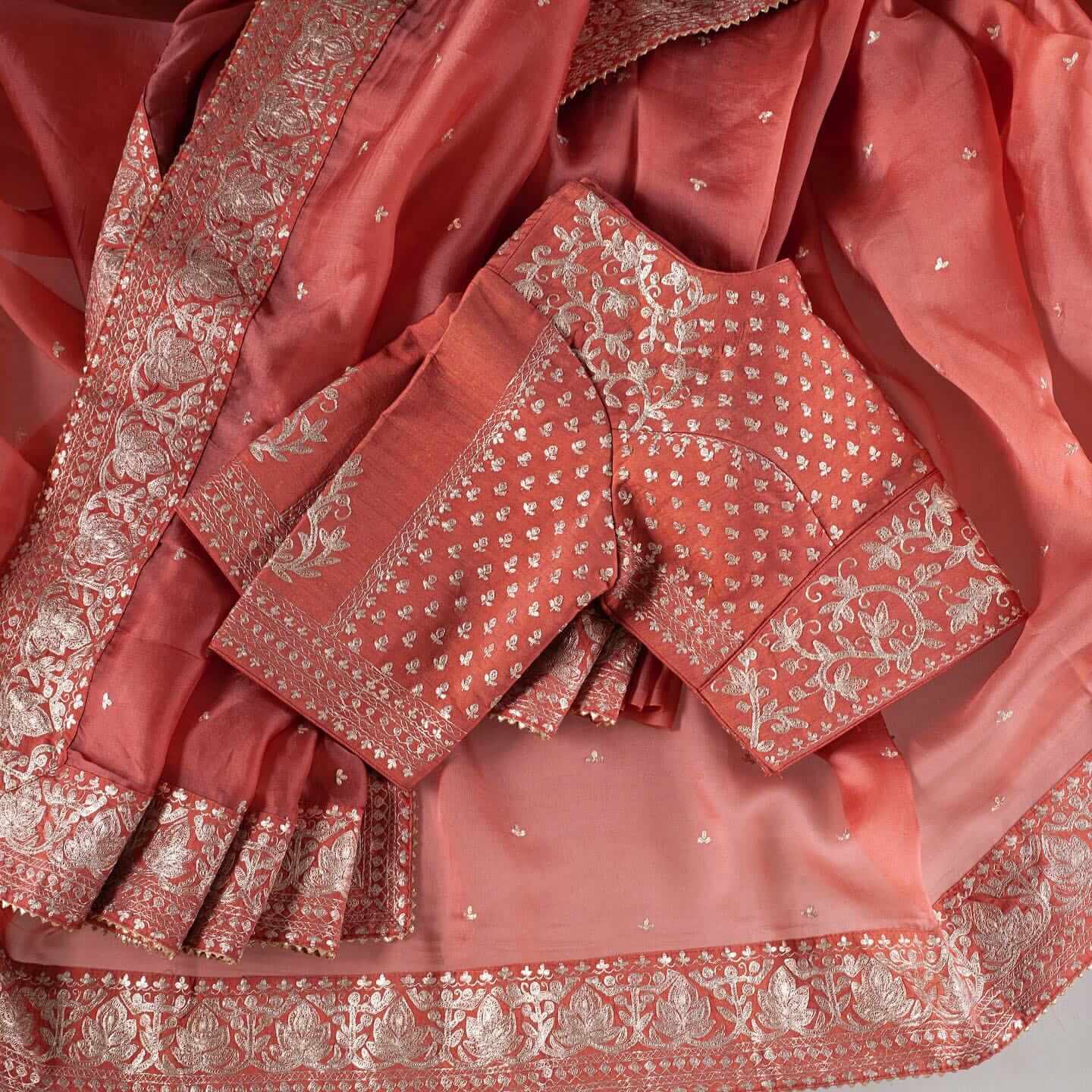 Peach Saree in Organza Silk With Dori And Sequence Work - Colorful Saree