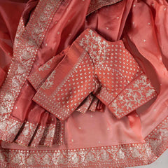 Peach Saree in Organza Silk With Dori And Sequence Work - Colorful Saree