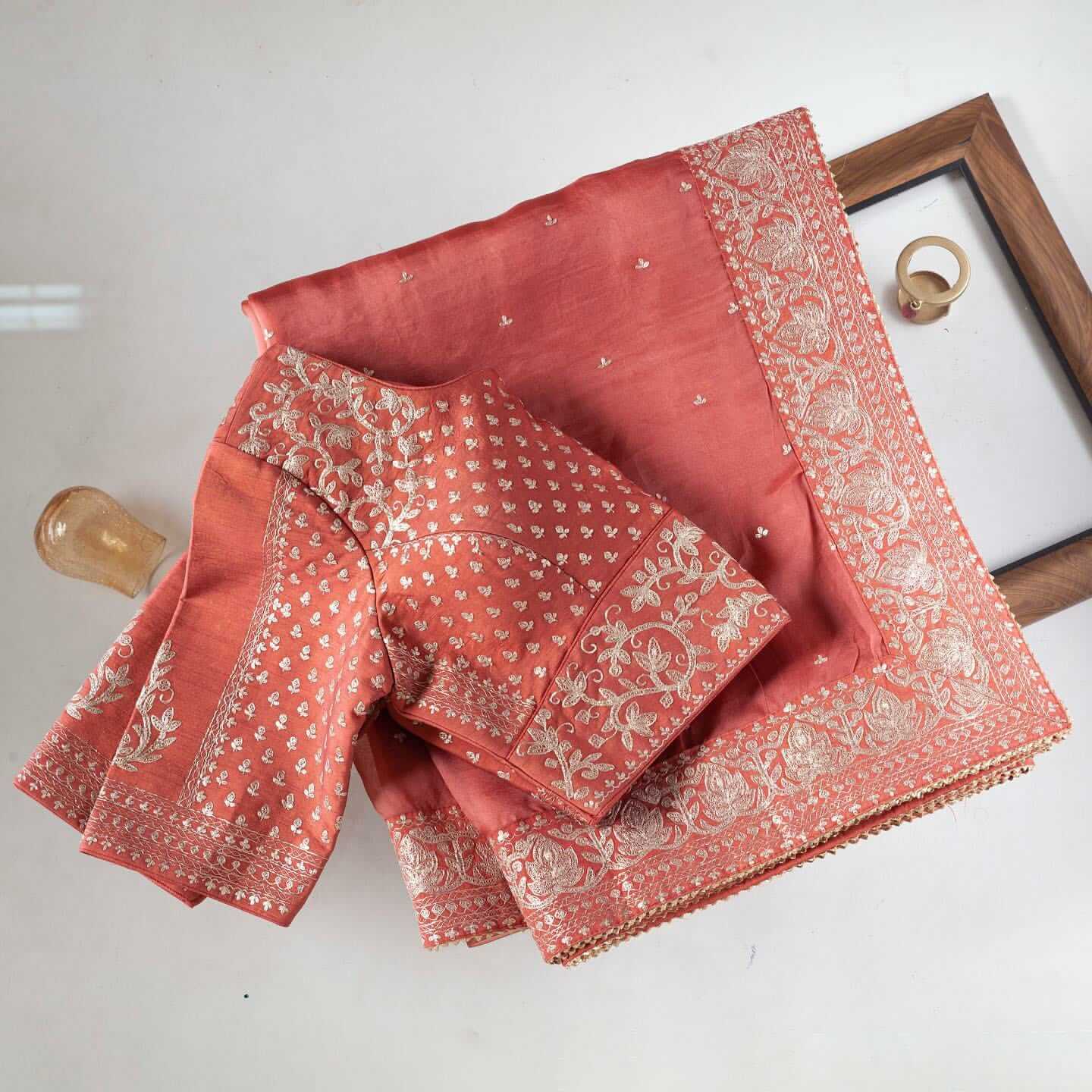 Peach Saree in Organza Silk With Dori And Sequence Work - Colorful Saree