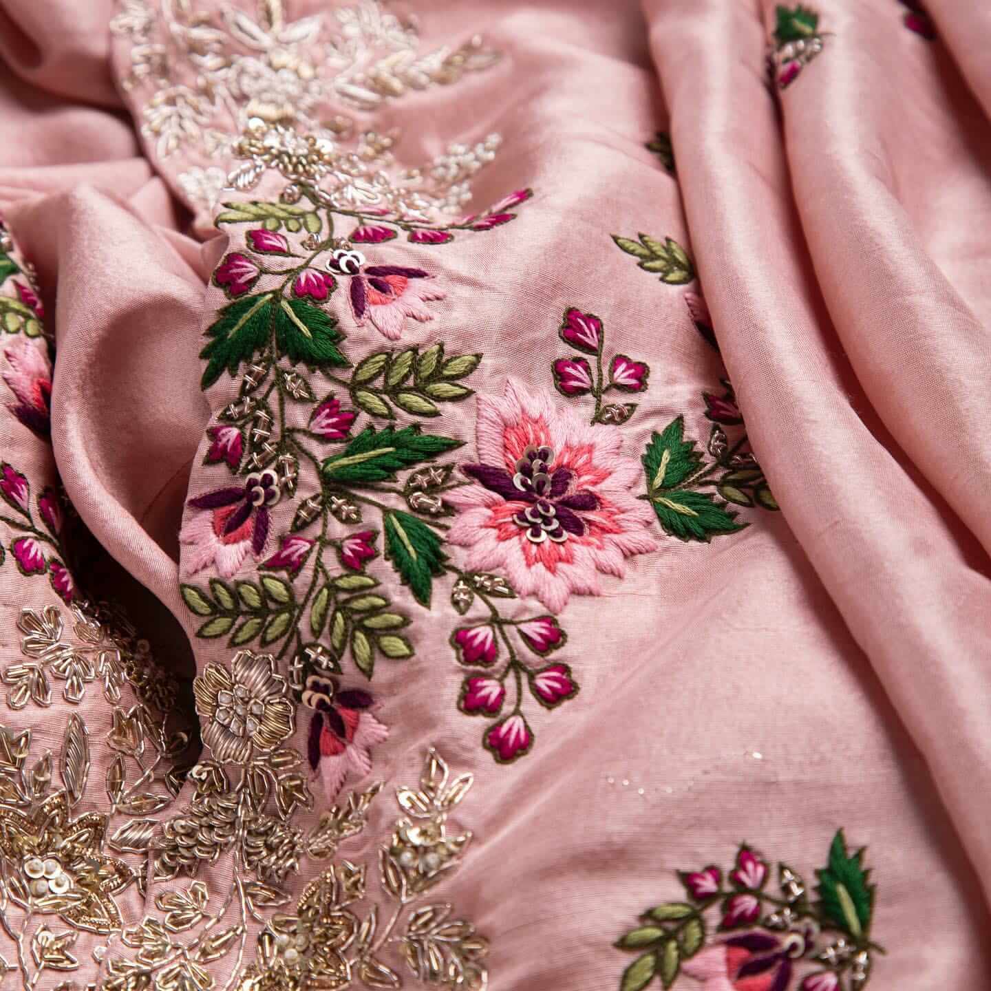 Pink Saree In Organza Silk With Resham And Zari Work - Colorful Saree