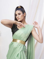 Pistachio Green Pre-Stitched Blended Silk Saree - Colorful Saree