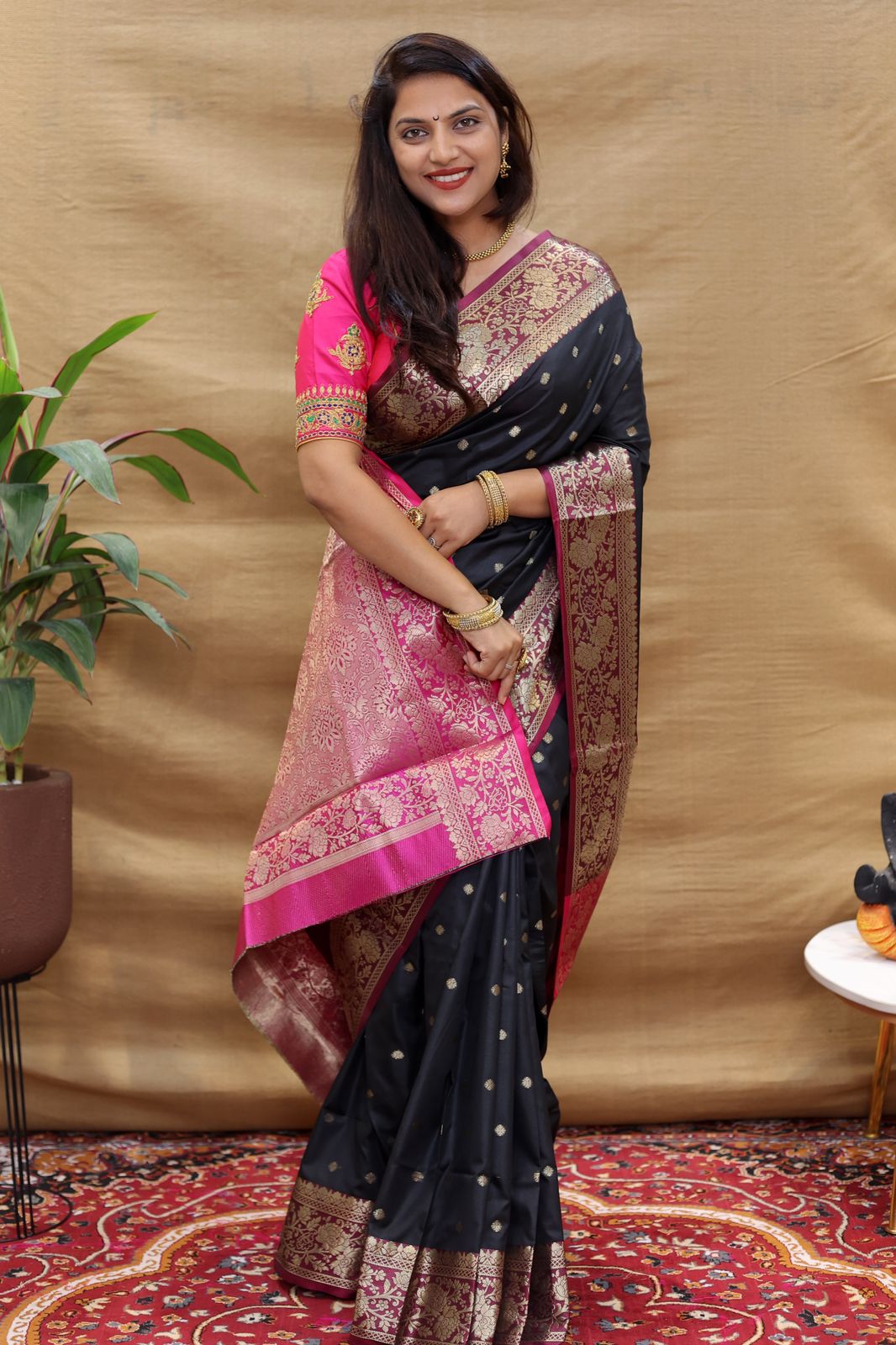 Seraglio Black Soft Banarasi Silk Saree With Divine Blouse Piece - Colorful Saree