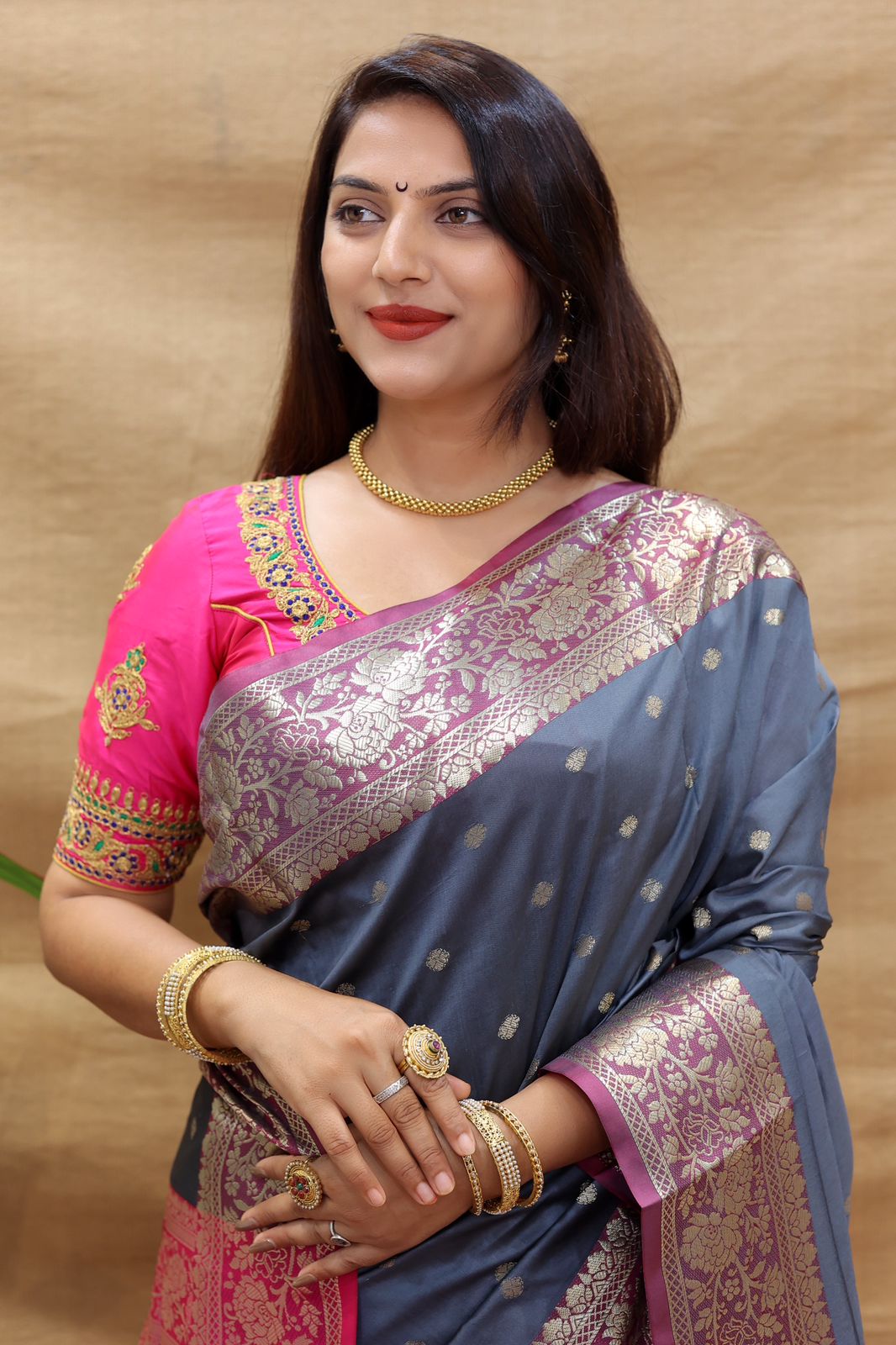 Transcendent Grey Soft Banarasi Silk Saree With Engrossing Blouse Piece - Colorful Saree