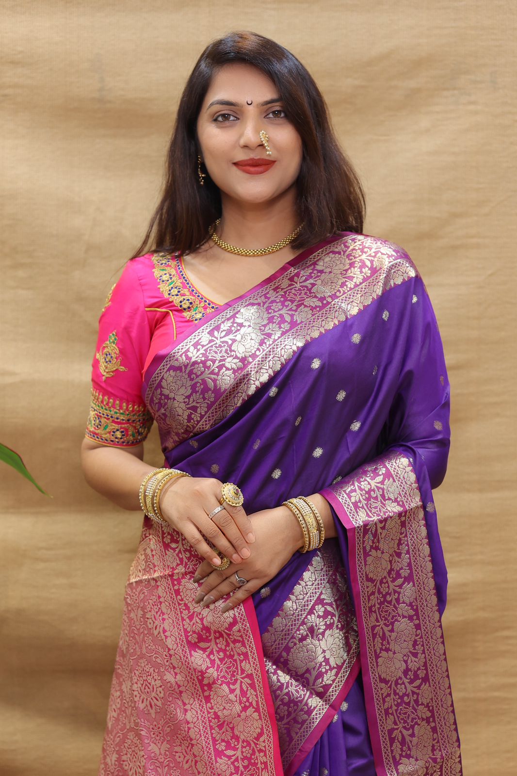 Glorious Purple Soft Banarasi Silk Saree With Elegant Blouse Piece - Colorful Saree