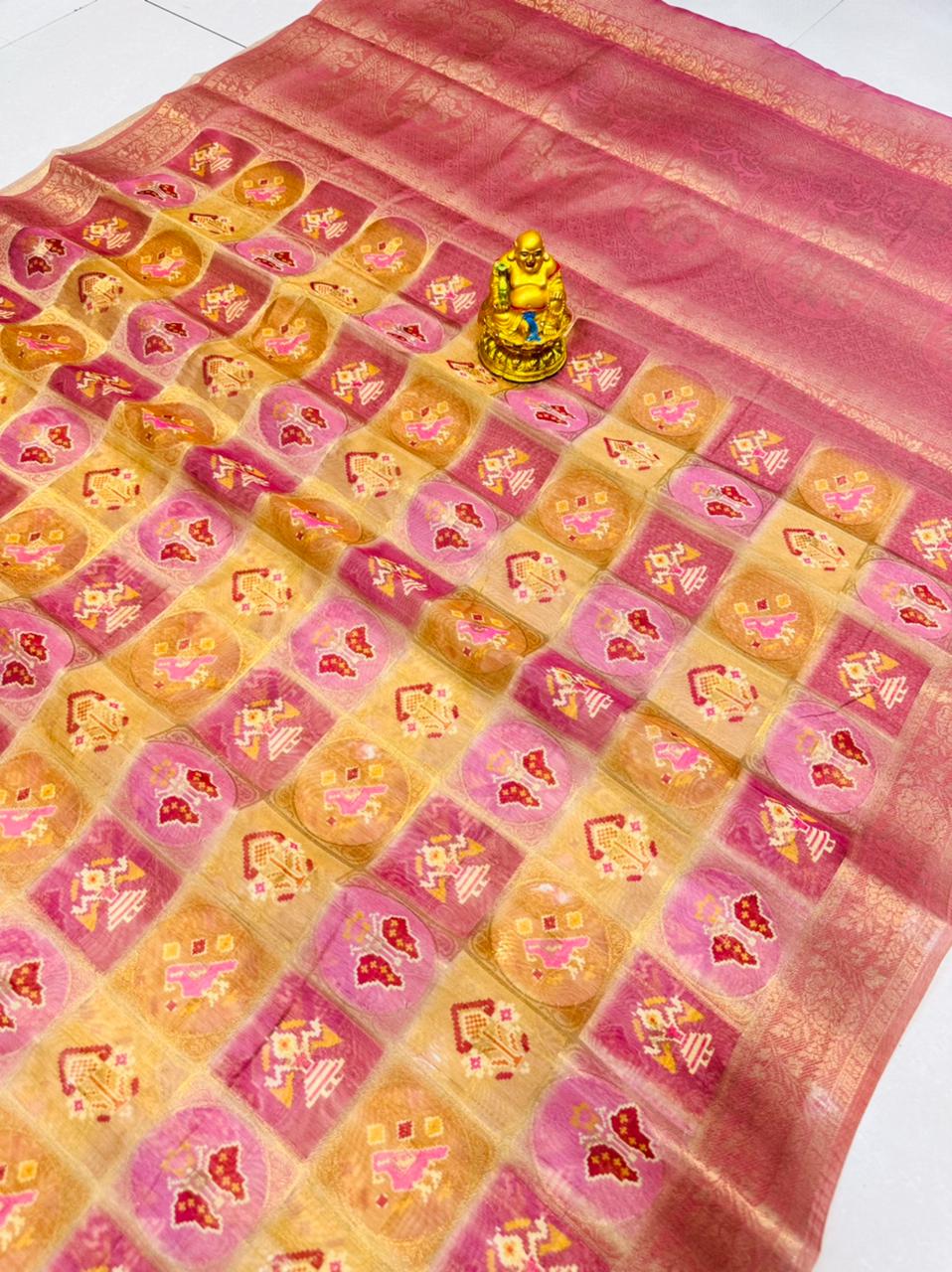 Phenomenal Pink Soft Patola Silk Saree with Captivating Blouse Piece - Colorful Saree
