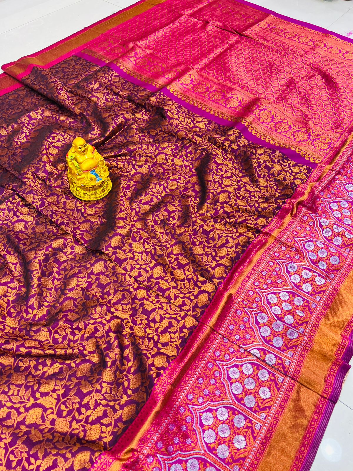 Wonderful Purple Kanjivaram Silk Saree With Improbable Blouse Piece - Colorful Saree