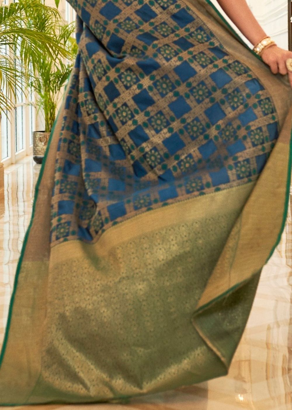 Blue Patola Silk Saree with Golden Border : Top Pick - Colorful Saree