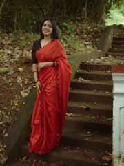 Exquisite Red Gadhwal Chex Saree with Arca Work and Lucknowi Work Blouse Colorful Saree